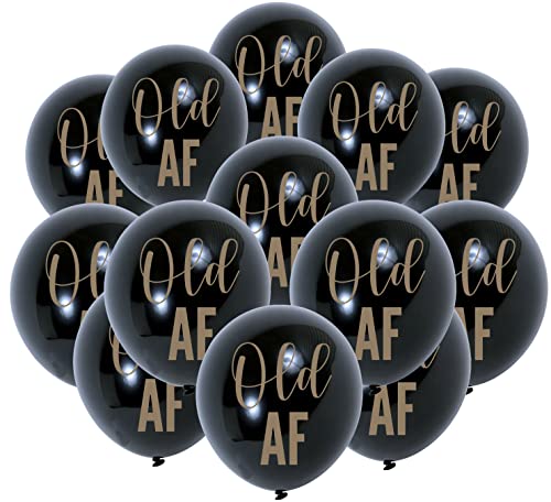 30 Pack Old AF 12-Inch Black Latex Balloons - Iconikal