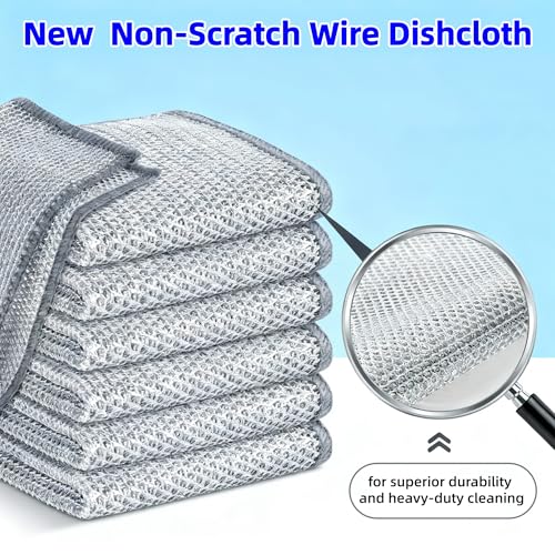 Durable Non-Scratch Wire Dishcloths - 6PCS Multipurpose Kitchen Scrubber