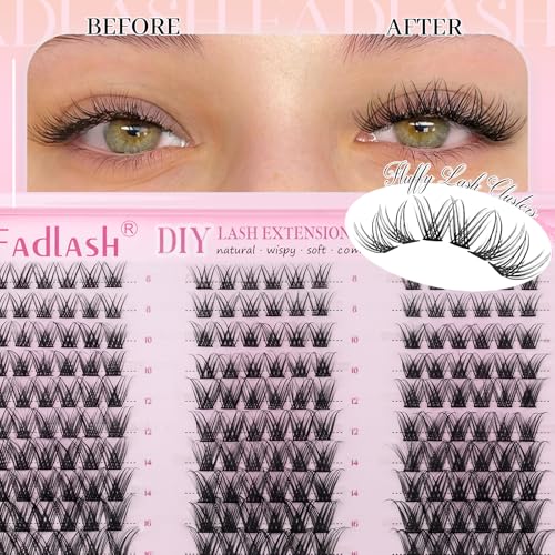 FADLASH Wispy Lash Clusters D Curl 8-16mm DIY Individual Eyelash Extensions