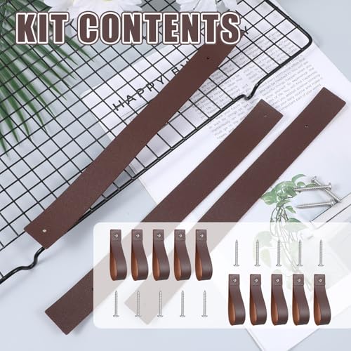 Eldraqth 10-Piece Leather Wall Hanging Straps - Boho Curtain Rod Holders