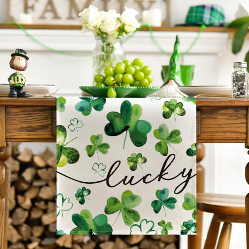 Lucky Shamrock Table Runner for St. Patrick's Day Decor - Green 13 x 72 Inches