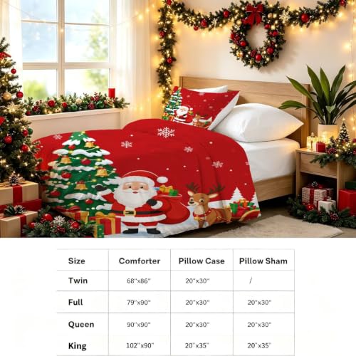 Christmas Santa Reindeer Twin Comforter Set - Soft Bedding with Holiday Design