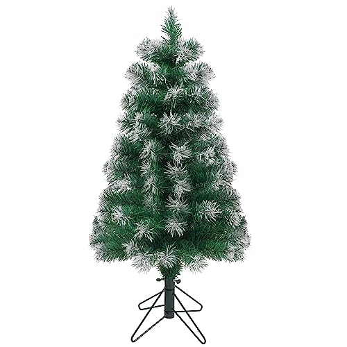 Mini Artificial Christmas Tree 2Ft with Snow Flocking, Green Xmas Tree with Metal Stand