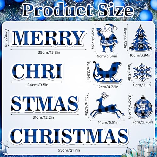 Blue Black Plaid Christmas Dishwasher Magnetic Decorations 6pcs - Merry Christmas Holiday Kitchen Refrigerator Magnet Set