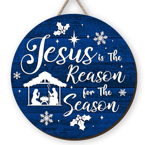 Nativity Wooden Wreath Welcome Sign - Christmas Home Decor
