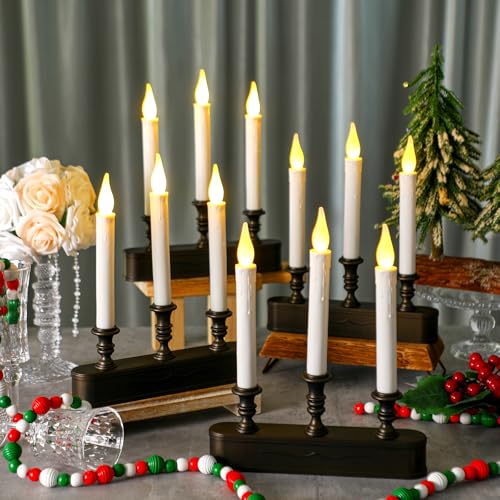 4 Pack Battery Operated LED Window Candles with Timer and Black Base