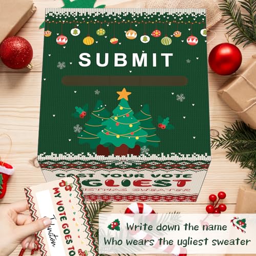 Christmas Ugly Sweater Contest Voting Card Box Set with 50 Vote Cards