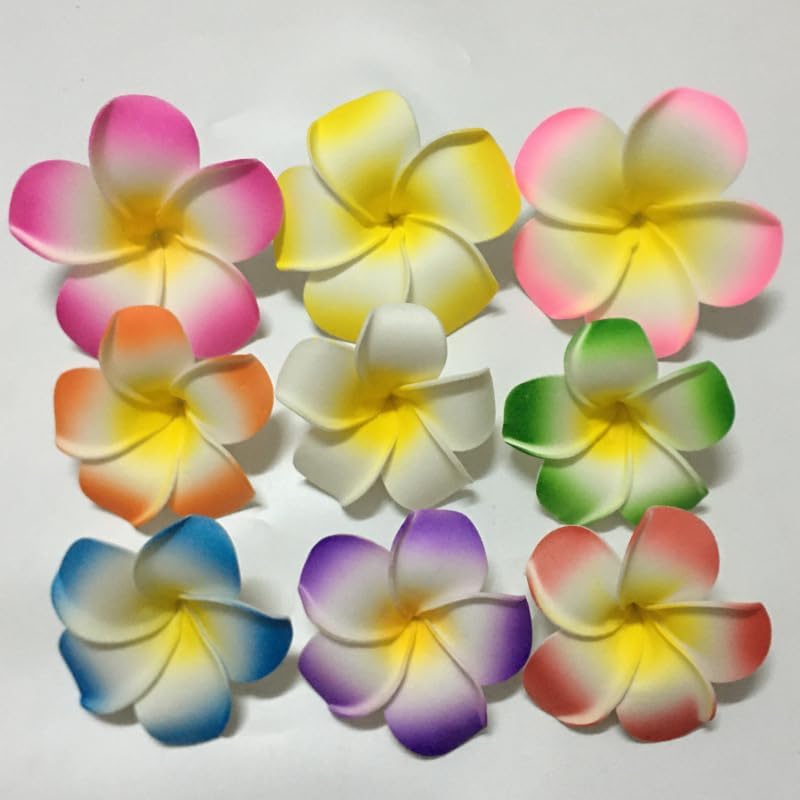 GANPUB 10 Pcs 7cm Plumeria Flower Hair Clips Hawaiian Beach Barrettes