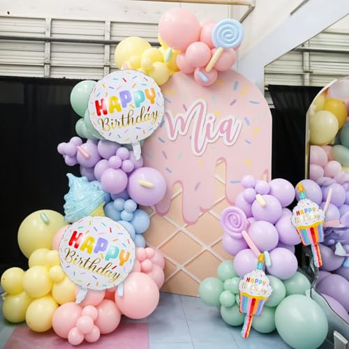 Colorful Birthday Cake Foil Balloon Set - Cupcake Party Decorations