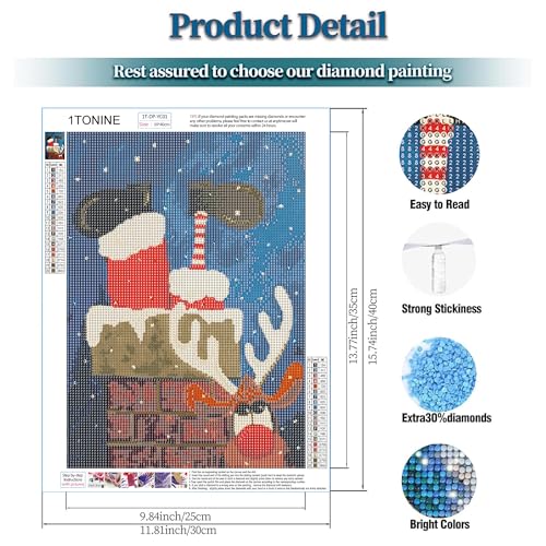 Funny Santa and Reindeer Diamond Art Kit for Adults - Full Drill Christmas Painting