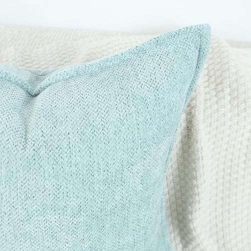 OYIMUA 18x18 Turquoise Blue Chenille Throw Pillow Covers - Set of 2