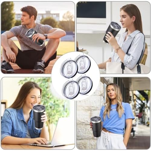 4 Pack 30 oz Tumbler Lid, Replacement Lids Compatible for YETI 30 oz Tumbler,Travel Mug,Spill Proof Splash Resistant Silicone Sliding Covers,Straw Friendly, BPA Free