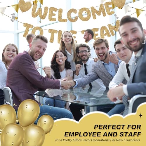 Fulmoon Champagne Gold Welcome to The Team Banner – Prestrung Party Decoration