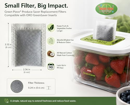 Green Piece Replacement Filters for OXO GreenSaver Produce Keeper - 6 Pack
