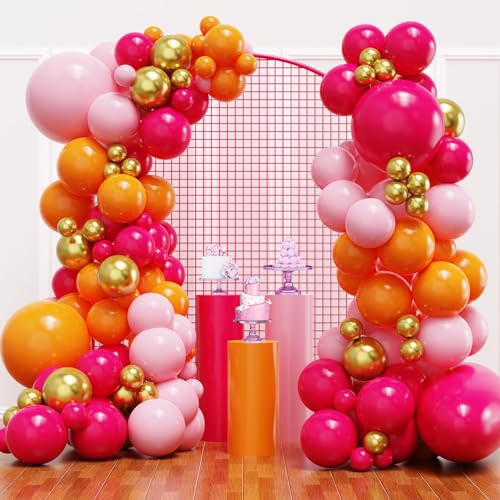 YMSZ Hot Pink & Orange Balloon Garland Kit - 136pcs for Parties