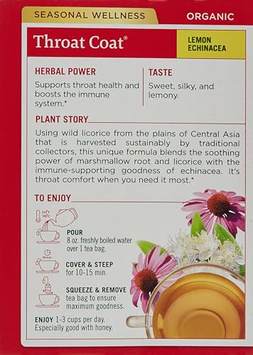 Traditional Medicinals Organic Lemon Echinacea Throat Coat Tea, 32 Count
