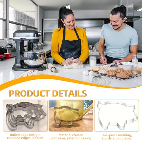 Stainless Steel Pig Cookie Cutter Set - 5 Sizes for Baking