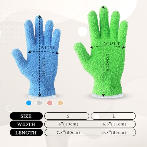 Evridwear Microfiber Dusting Gloves for Plants & Blinds - Blue, Small/Medium