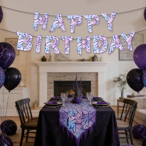 Purple Demon Birthday Banner - Hunters Themed Party Decor