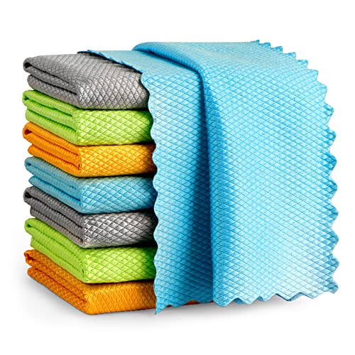 AIDEA Microfiber Glass Cleaning Cloths 12"x12" - 8 Pack, Lint-Free