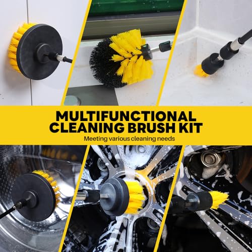 6-Piece Drill Brush Cleaning Kit with Extendable Rod for Home & Car