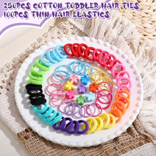 auroray 360PCS Soft Cotton Baby Hair Ties & Toddler Elastics Set