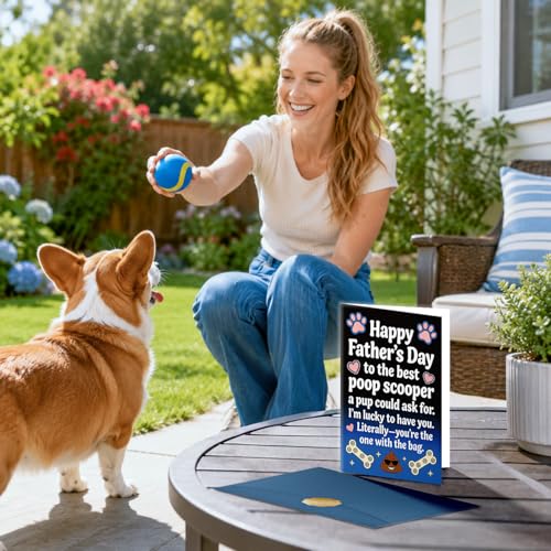 Funny Father's Day Card for Dog Dads - 5.3x8 with Envelope