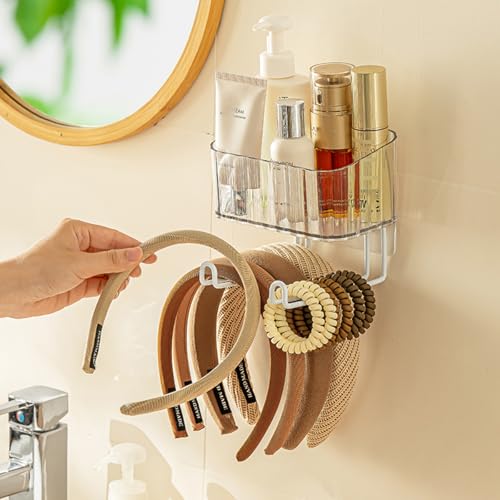 Clear Wall-Mounted Headband Organizer with Storage Box - MORNITE