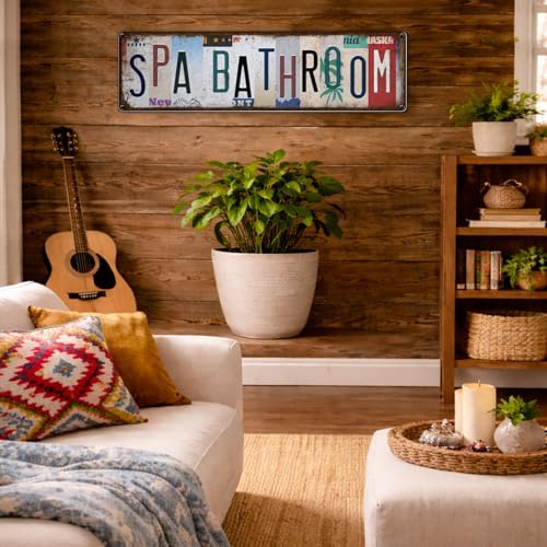EUDOSI Vintage Metal Spa Sign - 15x4 Retro Bathroom Wall Art