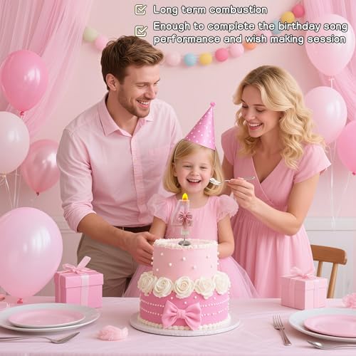 Pink Bow Number 4 Candle - Eco-Friendly Birthday Cake Topper