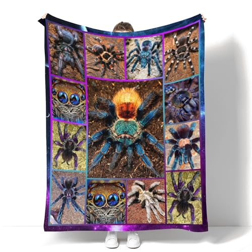 Cool Spider Throw Blanket - Soft Flannel Halloween Decor 60"x50" for Teens