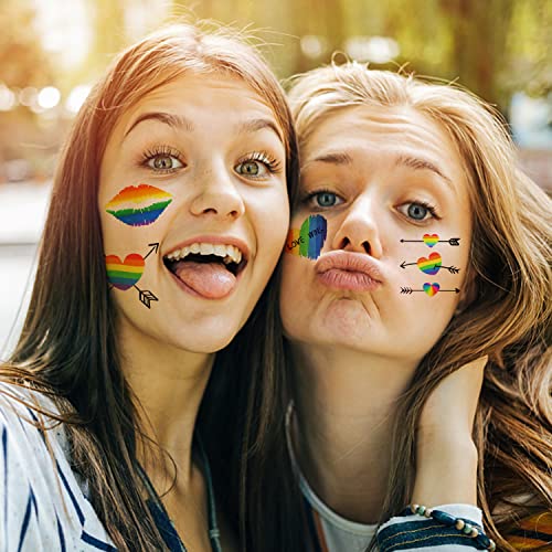 CCINEE 40 Sheets Rainbow Temporary Tattoos LGBT Pride Festival Stickers
