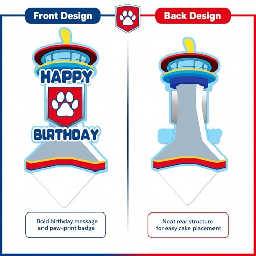 Puppy Rescue Birthday Cake Topper - 5x10 Inch Patrol Tower Party Decor