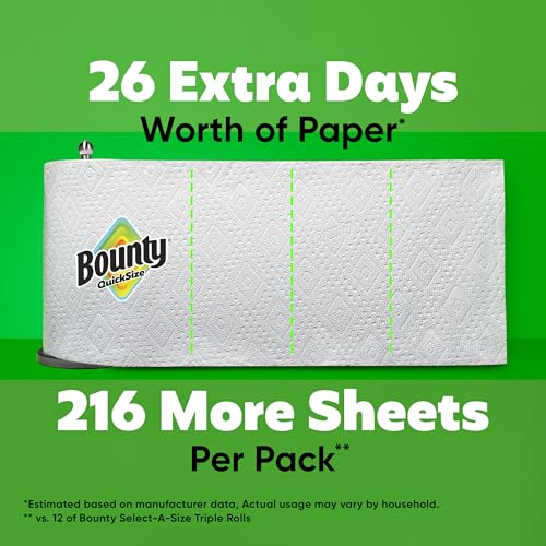 Bounty Quick-Size Paper Towels, 12 Family Triple Rolls (40 Regular Rolls)