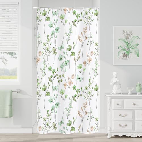 Litabel 36 x 72 Small Shower Curtain, Waterproof Watercolor Floral Fabric