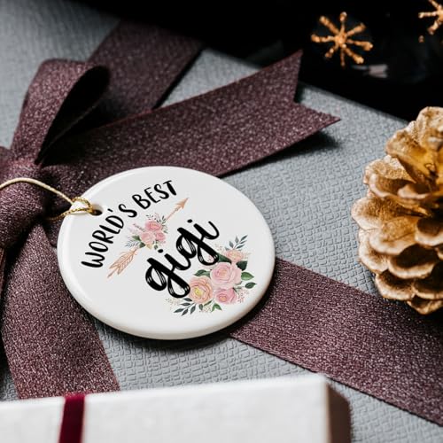 MNASAIOO Gigi Grandma Ceramic Ornament - Floral Hanging Keepsake for Tree Car Home - Rustic Holiday Decor - 3 Inch - Variation: Gigi