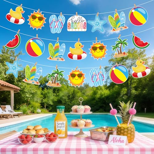 54 Pcs Summer Beach Cutouts - Double-Sided Decorations