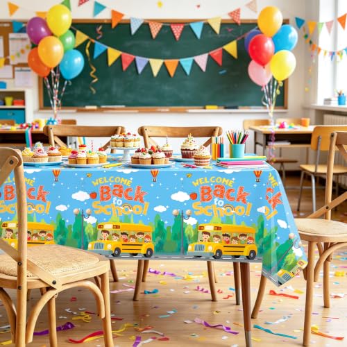 3-Pack Welcome Back to School Tablecloths - 108 x 54 Inch Plastic Covers