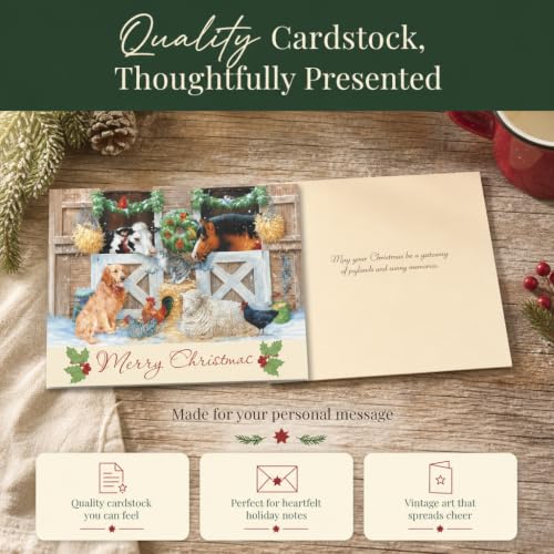 Vintage Christmas Cards Set with Envelopes - 20 Holiday Greeting Cards