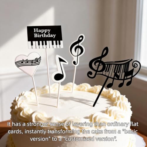 Musical Birthday Cake Topper with Lights & Melody - 5pcs