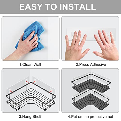 AOUKAR Adhesive Replacement Pads for Corner Shower Caddy, 4 Pack, 40LB Hold