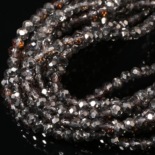 3mm Transparent Silver Faceted Rondelle Glass Beads - 5 Strands