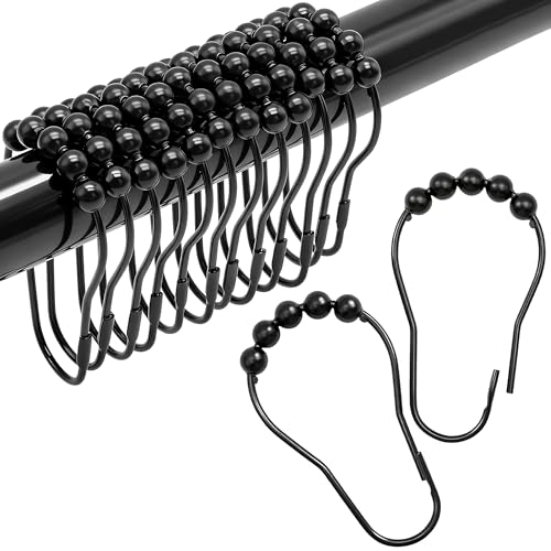 Cerpourt 12 Pcs Rustproof Metal Shower Curtain Hooks - Black