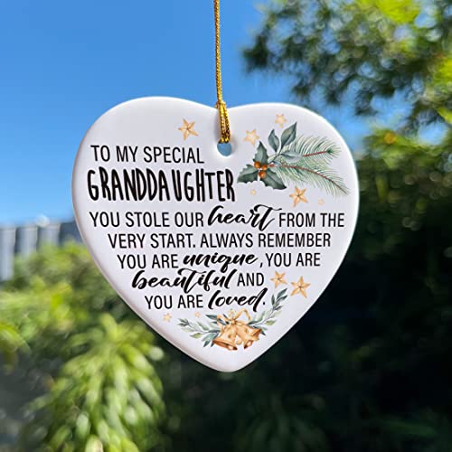 Holiday Ornament for Granddaughter from Grandma - Heart-Shaped Keepsake Gift - Variation: Granddaughter-03