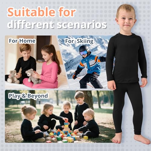 2T-6Y Fleece Lined Toddler Thermal Top, Thermal Underwear for Kids Toddler Base Layer Shirt for Boys Girls