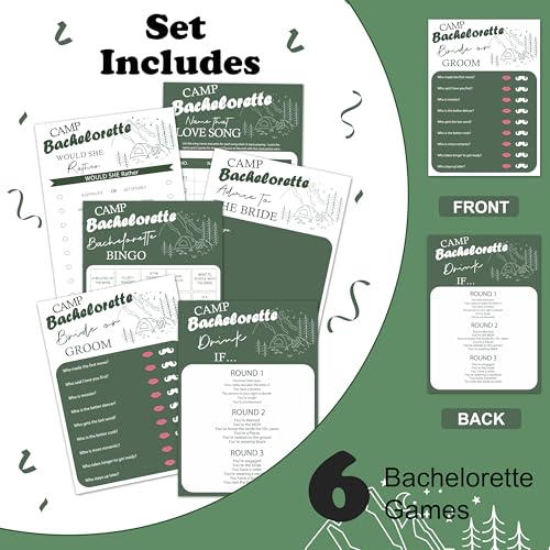 Green Bachelorette Party Games Set - Bridal Shower & Girls Night Favors