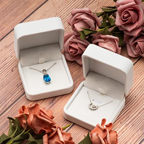 Classic White Velvet Jewelry Box for Necklaces & Pendants