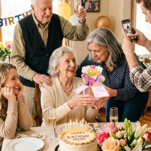 90th Birthday Card for Women - Pull-Out Pop Up Design