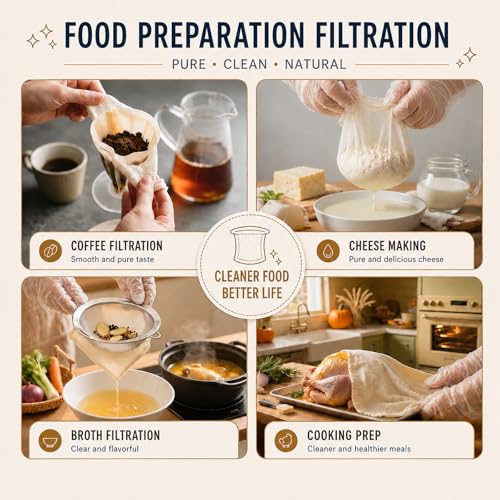 Organic Cheesecloth Set - 5 Reusable Muslin Cloths, 3 Sizes