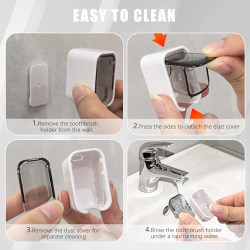 OIZOIZ Grey Mini Toothbrush Holder, 2-Pack Wall Mounted Organizer